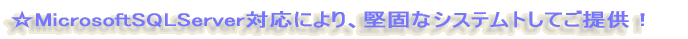☆MicrosoftSQLServer対応により、堅固なシステムトしてご提供!